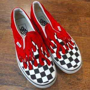 Red drip vans women's 8